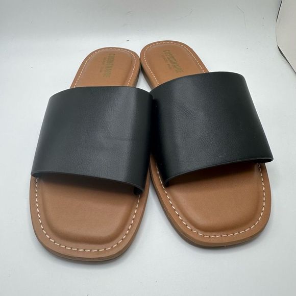 CUSHIONAIRE Women's slide Sandal with Memory Foam 9 WIDE BLACK - Picture 2 of 7